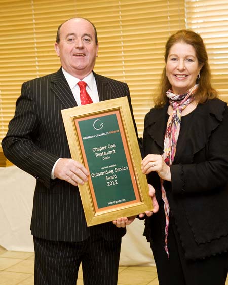Outstanding Service Award 2012 - Chapter One Restaurant Dublin 1 Ireland